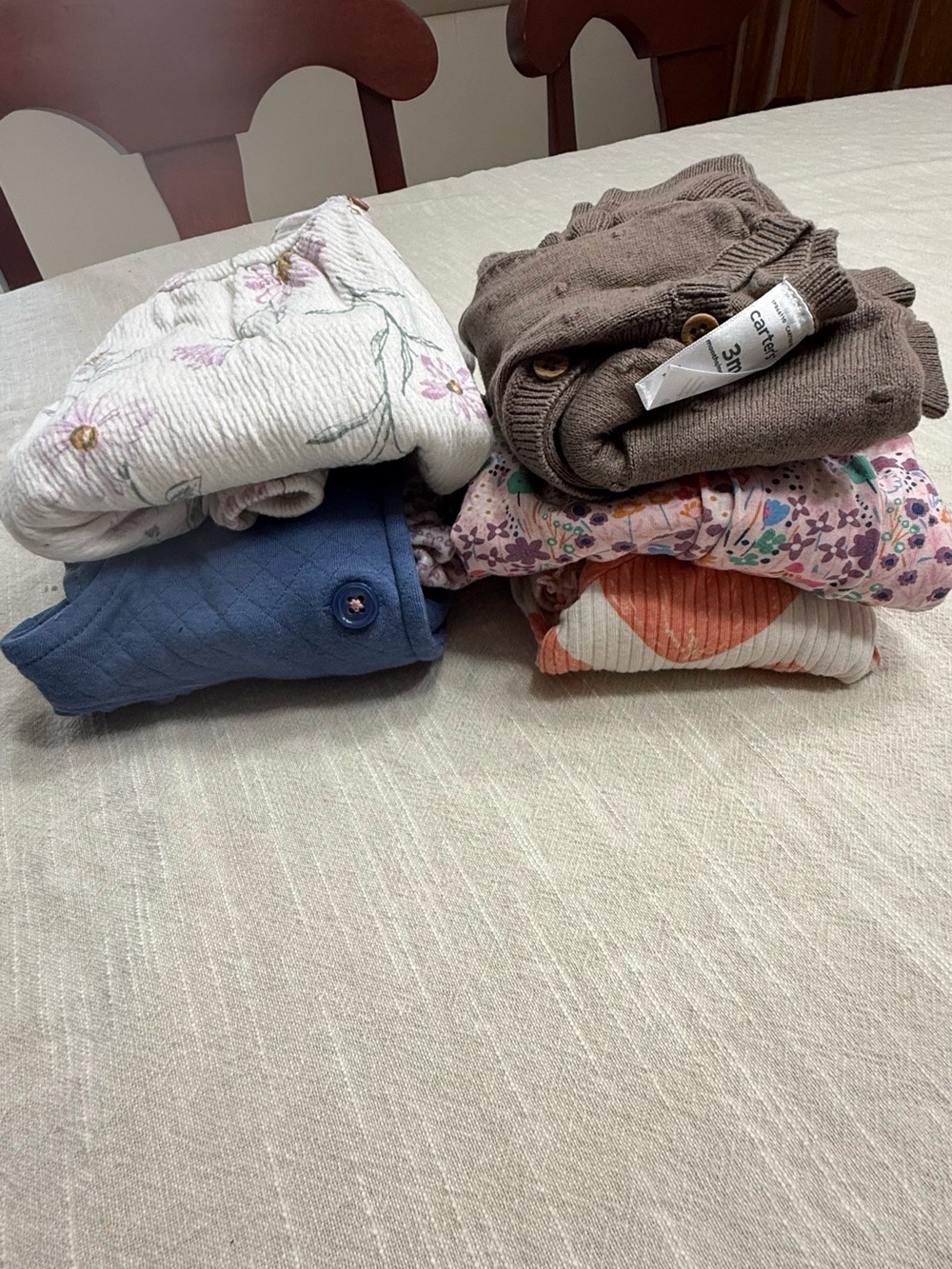 3-6 month girl outfit sets.  5 different outfits